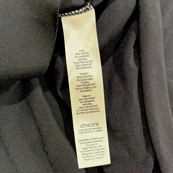 Chicos by Chicos V-Neck High Low Black Oversized Knit Blouse Women’s Sz 3 - Picture 6 of 7